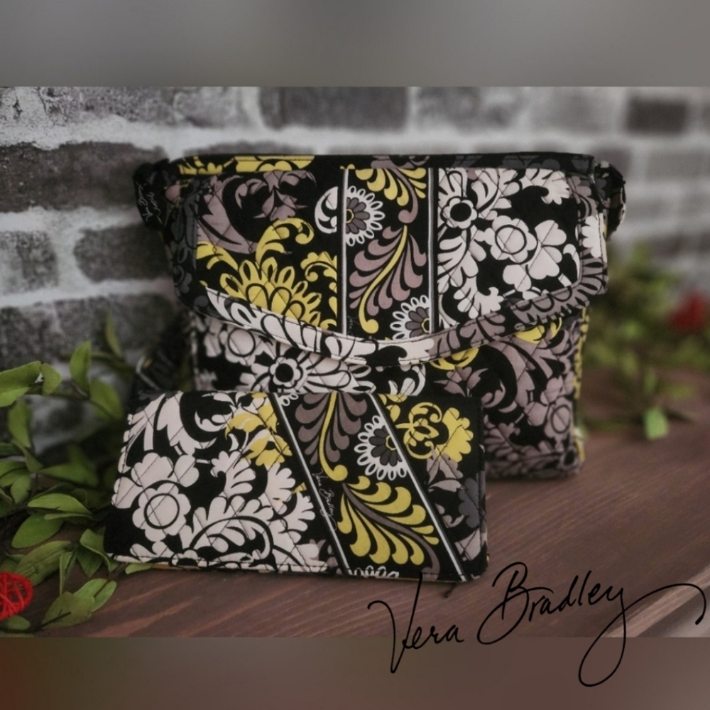 Vera Bradley Baroque Pattern Tablet Hipster Crossbody & Travel Wallet Bundle